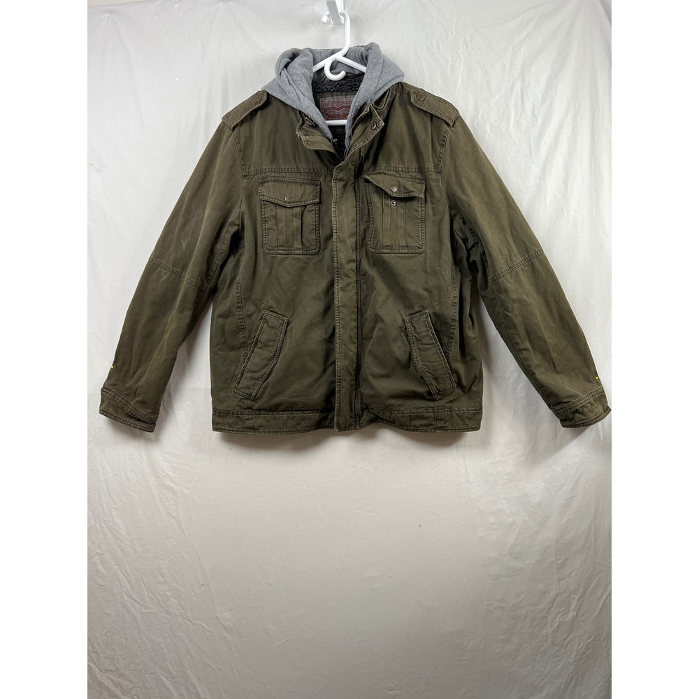 Levi Strauss & Co Field Jacket Mens XL Olive Green Sherpa Lined Military